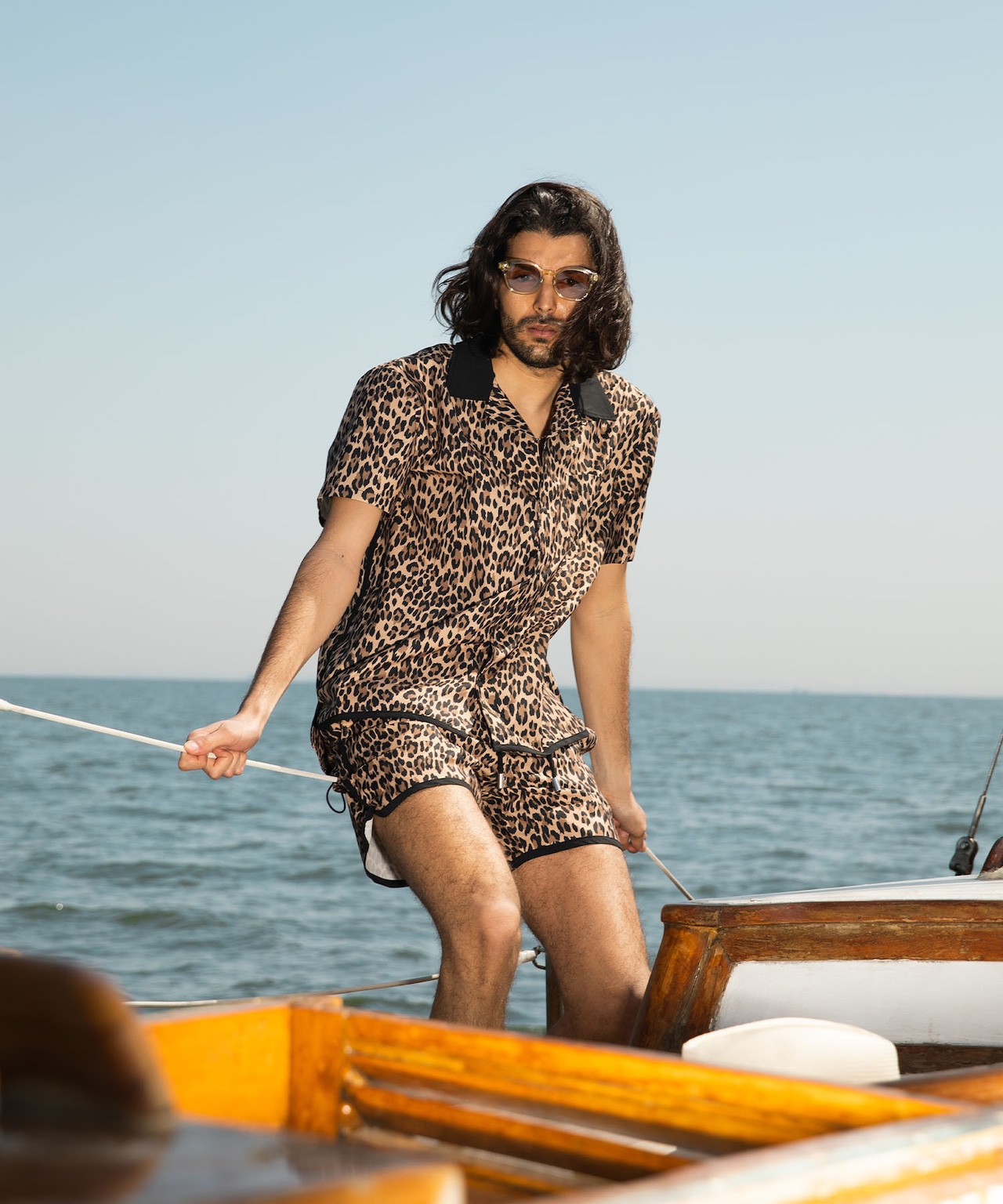 【SUNS】LEOPARD PIPING BOARDSHORTS［RSW071］