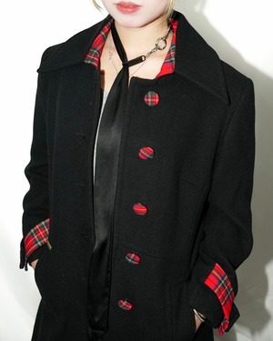 Vintage tartan check switching design coat "made in ITALY"