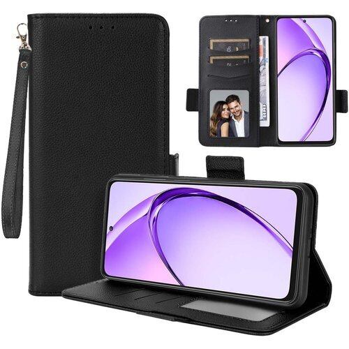 For OPPO A3 5G/A3 Pro 5G 用 ケース カバー 手帳型 KONXISA 財布型 スマホケース サイドマグネット開閉式 ケース カード収納 スタンド機能 レンズ保護 合皮レザーー+TPUケース 革の質感 落下防止 指紋防止 擦り傷防止 全面保護カバー ブラック 3405