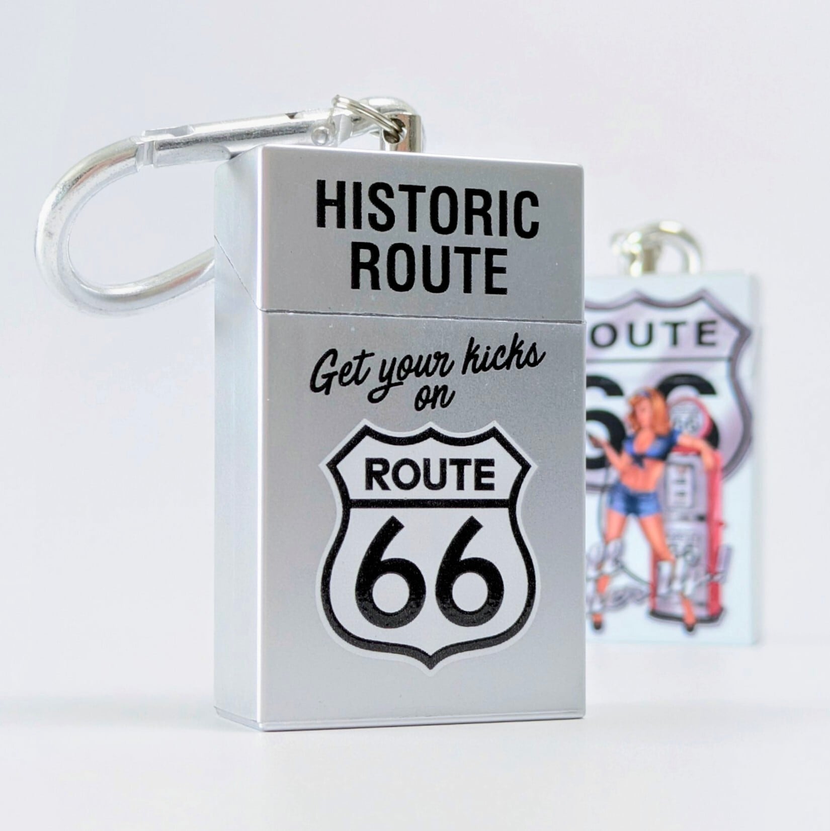 【 Route 66 ( ルート66 ) 】 Portable Ashtray / 携帯灰皿 / カラビナポータブルアシュトレイ　〚アメリカン雑貨 アメトイ〛