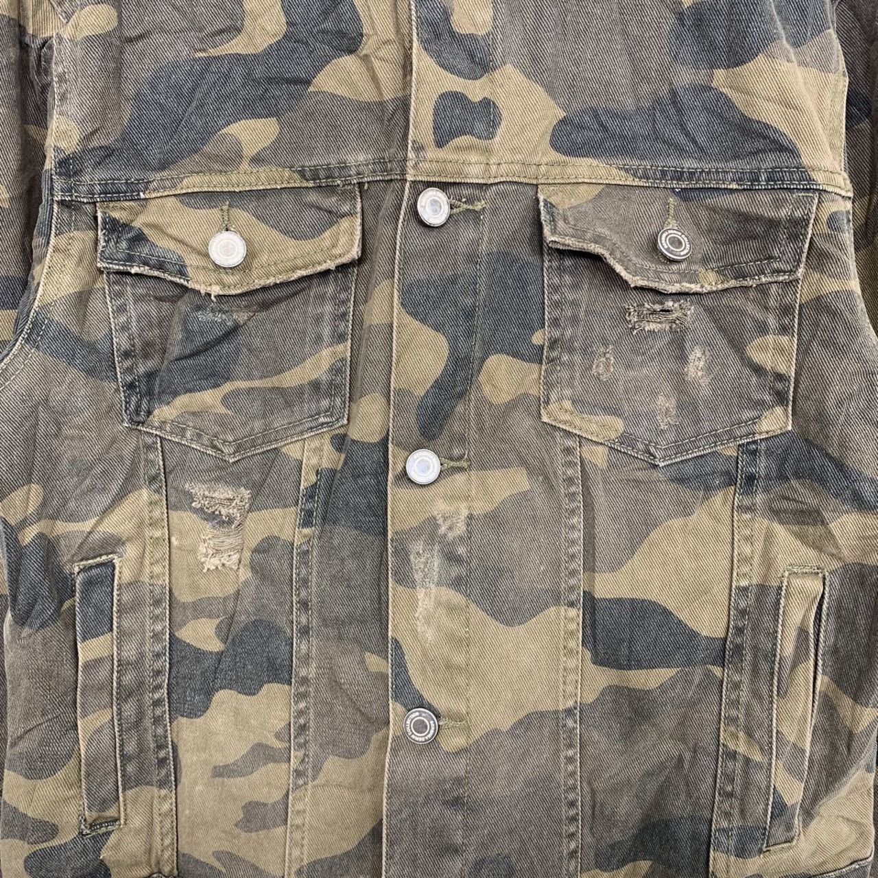 Bershka Denim デニムジャケット S カーキ オリーブ色 ベルシカ 迷彩 