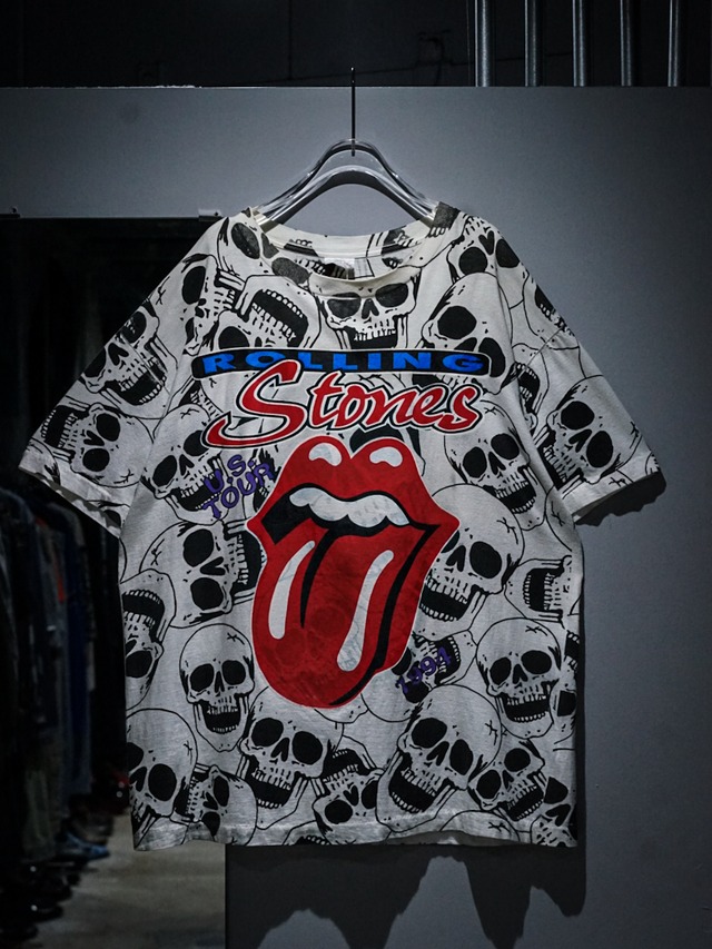 【add (C) vintage】"The Rolling Stones" "VOODOO LOUNGE" '1994 Skull Pattern Vintage Loose T-Shirts