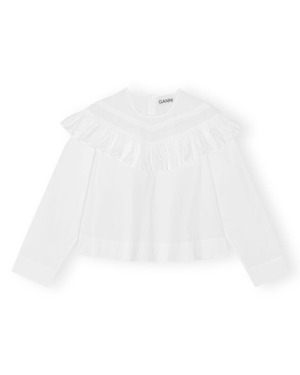 【GANNI】COTTON POPLIN FRILL BLOUSE