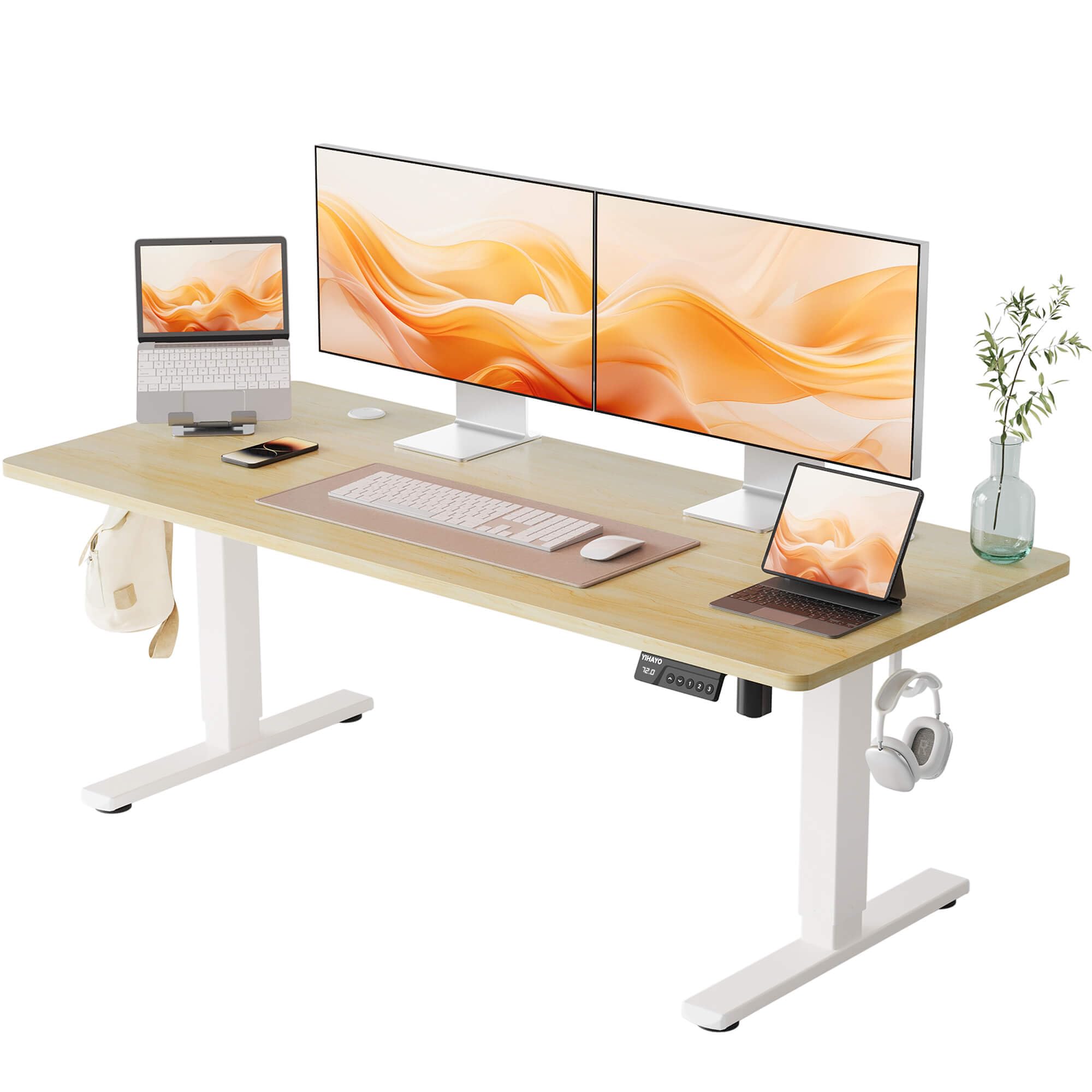 Sunon 電動昇降デスク（幅120cmX奥行60cm） 8分で組み立て 昇降式