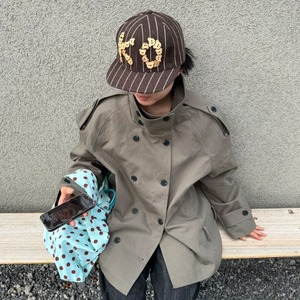 スタンドカラー ボリュームトレンチジャケット_LN03618