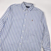 Ralph Lauren ラルフローレン ストライプ BD ボタンダウン 長袖シャツ LL/ブルー系 メンズ