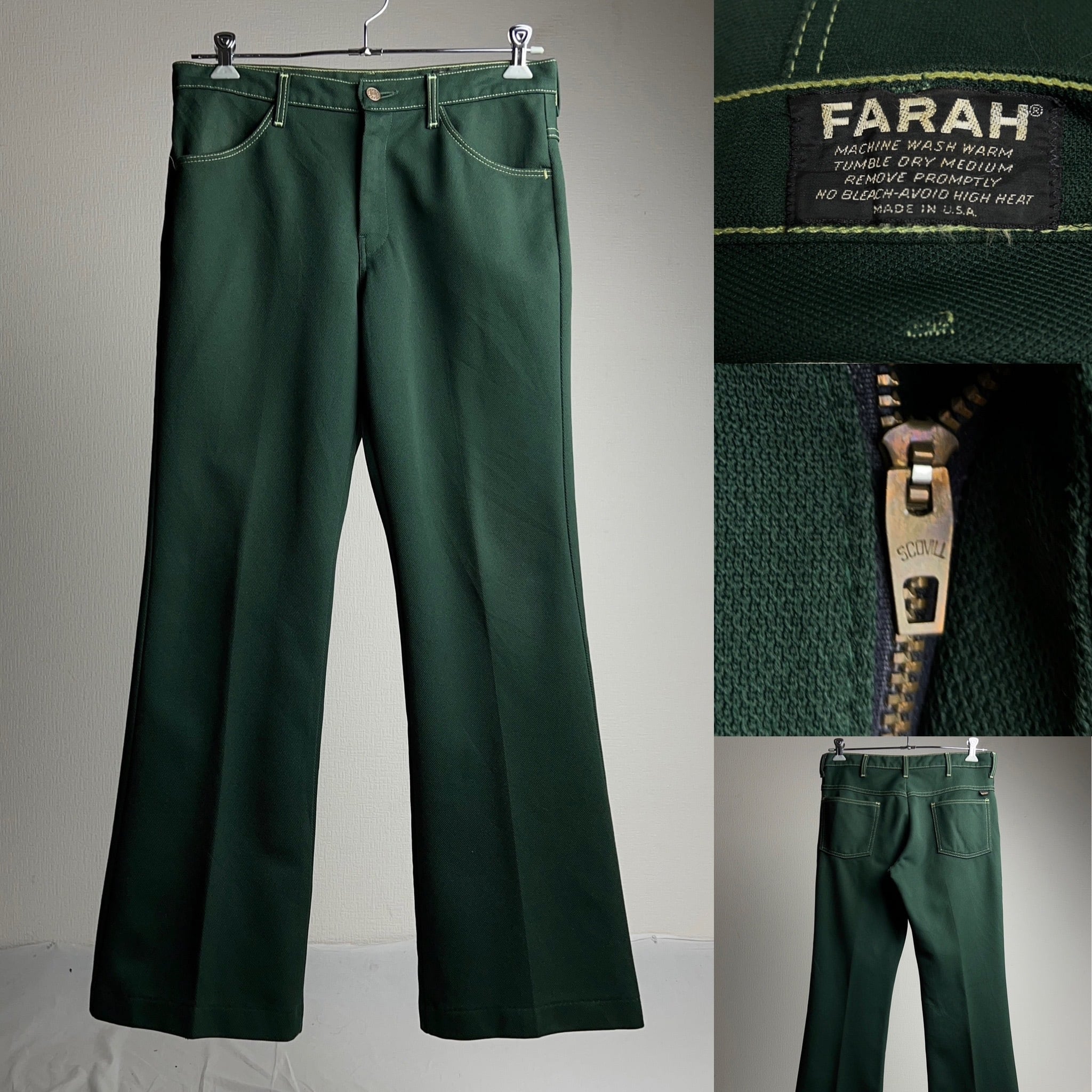 80s ファーラー FARAH フレアスラックス ランチャー ベルボトム 水色