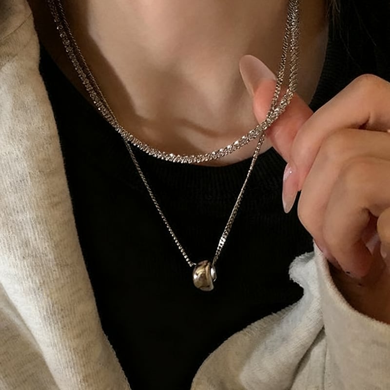 suzyacc揺れる環の輝き2重ネックレス