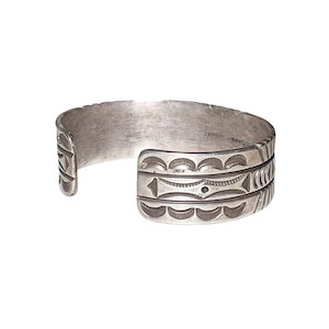 Geneve Ramone wide silver stamped bangle