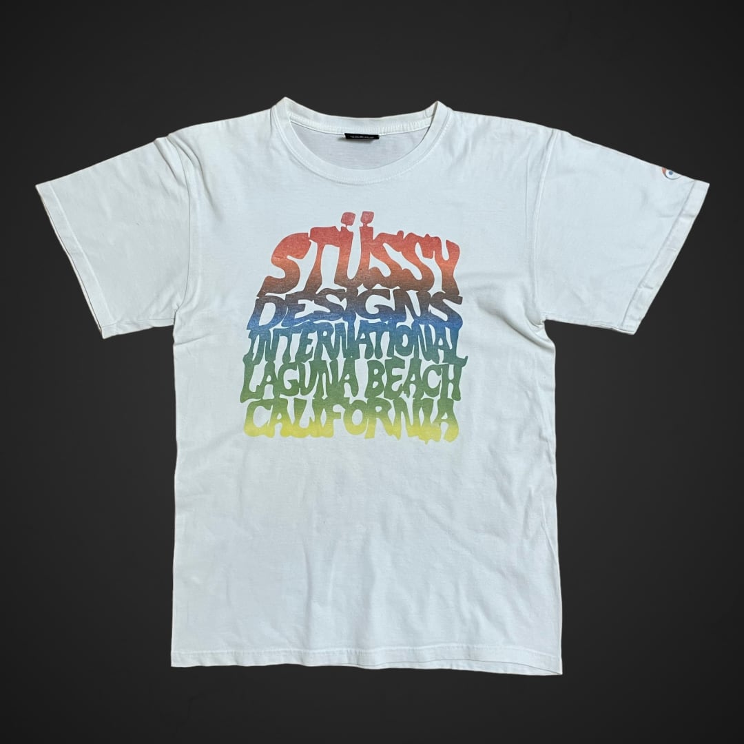 STUSSY】プリント Tシャツ 白t 半袖 ステューシー カラフル ...