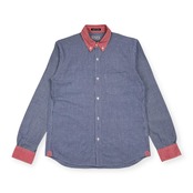 BEAMS ビームス ギンガムチェック BD ボタンダウン 長袖シャツ クレリックシャツ  M/レッド×ブルー メンズ