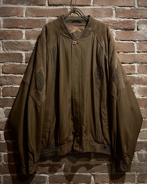 【Caka act3】Goat Suede Leather  Switching Vintage Loose Blouson Jacket