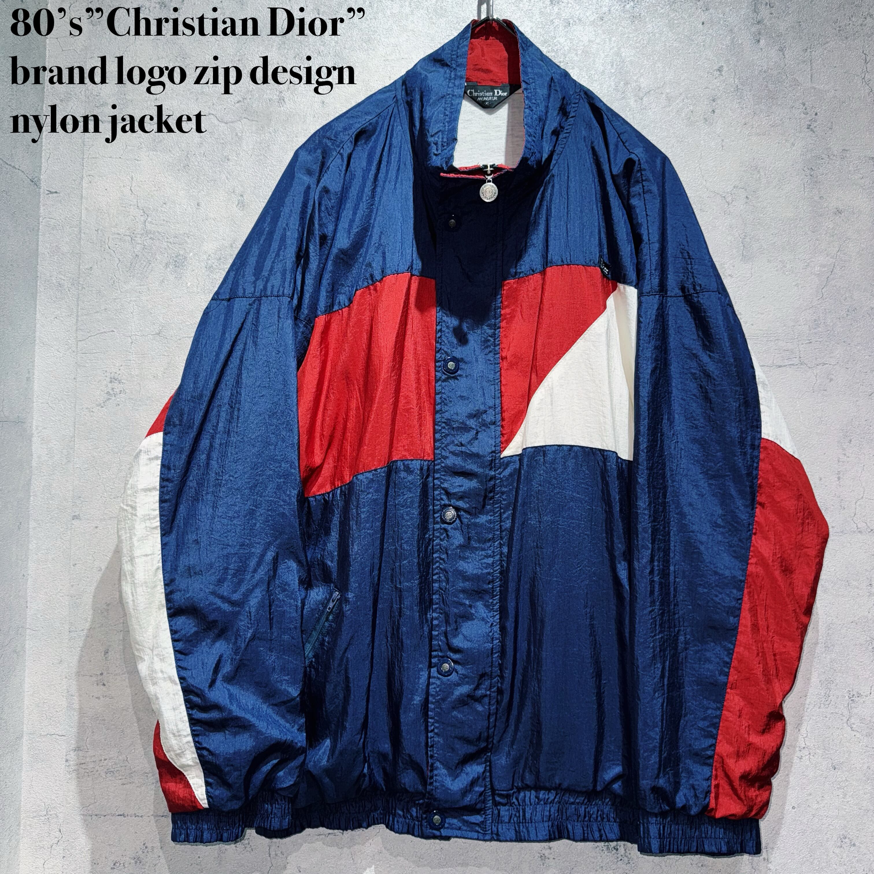 80’s”Christian Dior”brand logo zip design nylon jacket
