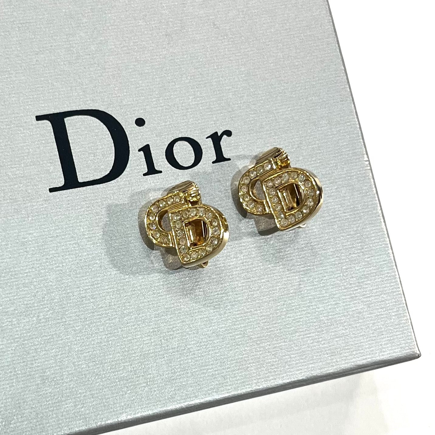 ChristianDior EARRING】 2667 DIOR CDロゴ ラインストーン