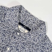 SHIPS シップス 小花柄 七分袖 7スリーブ 麻混 シャツ L /ネイビー/メンズ