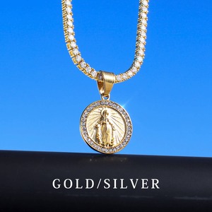 Iced Out Maria Coin Necklace  MP1-30
