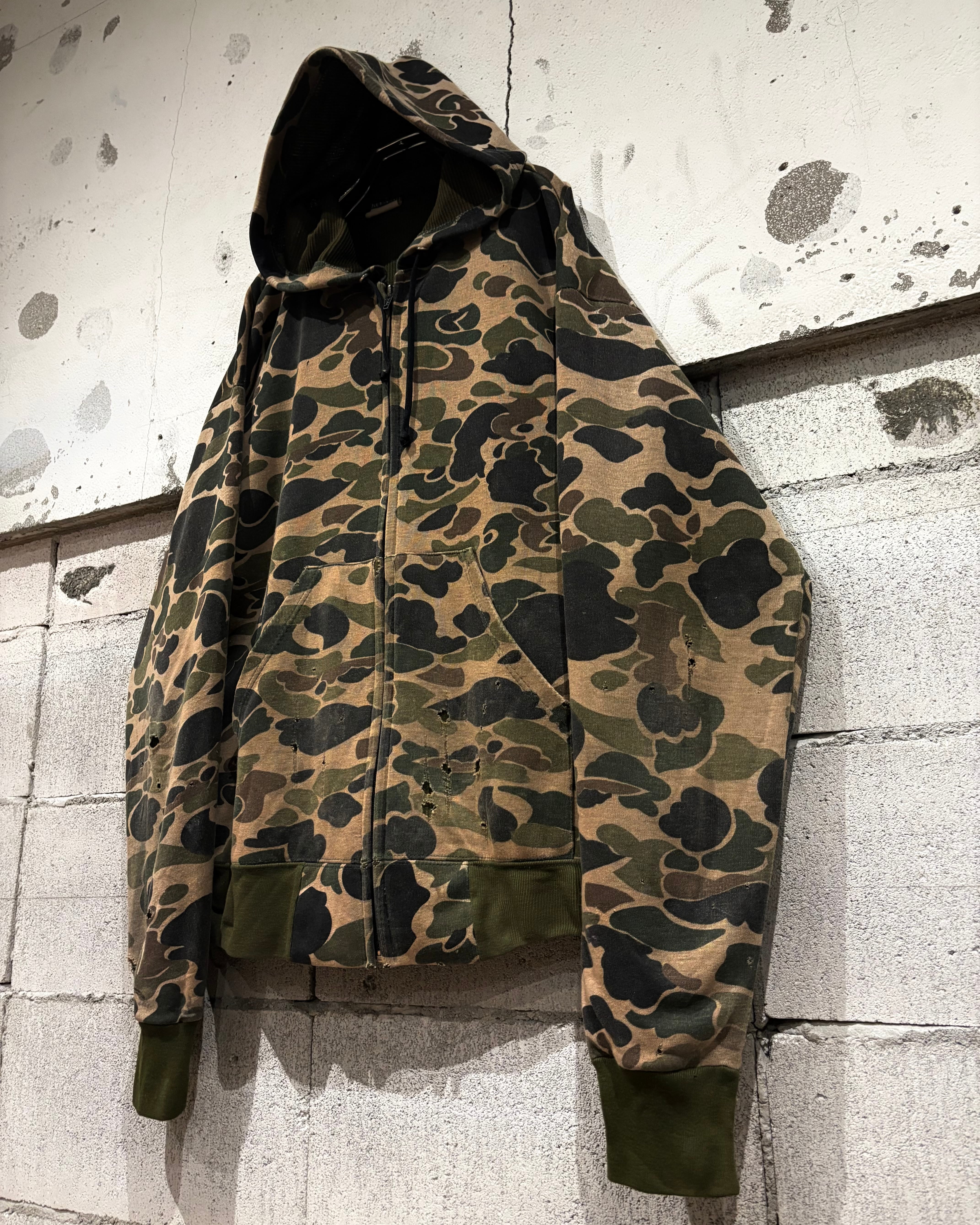 Caka otto】 Duck Hunter Camouflage Pattern Loose Zip Up Hoodie