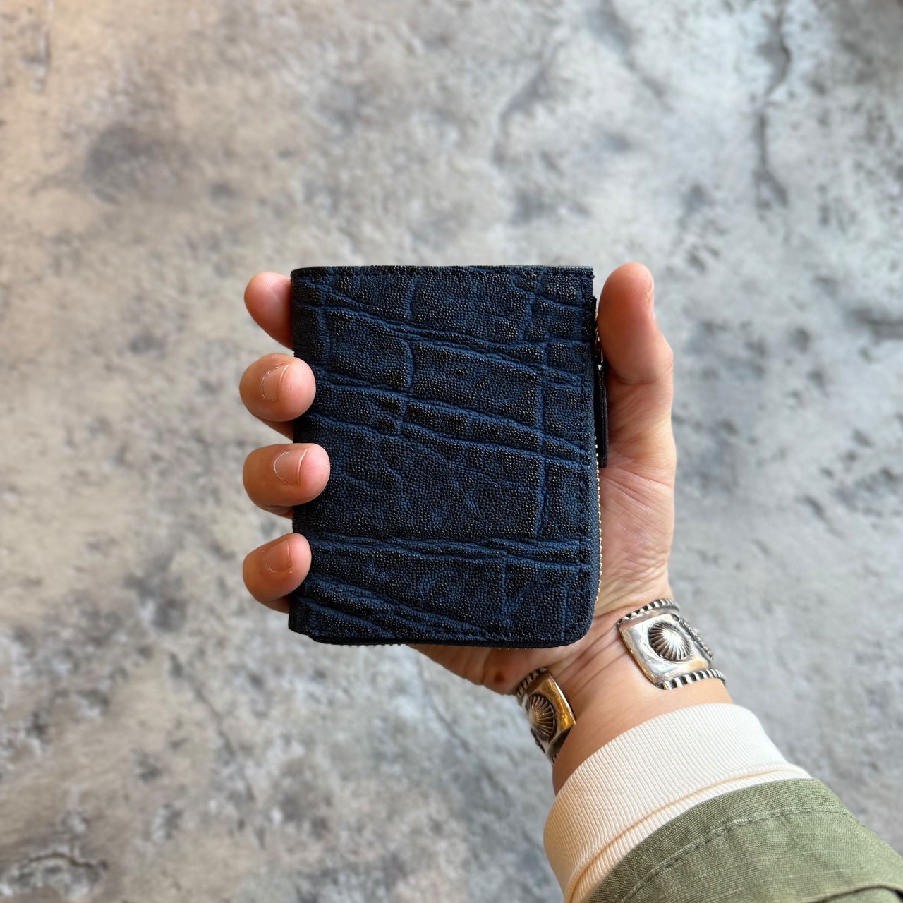 【限定商品】コンパクトウォレット Lジップ 姫路黒桟エレファント(藍染)