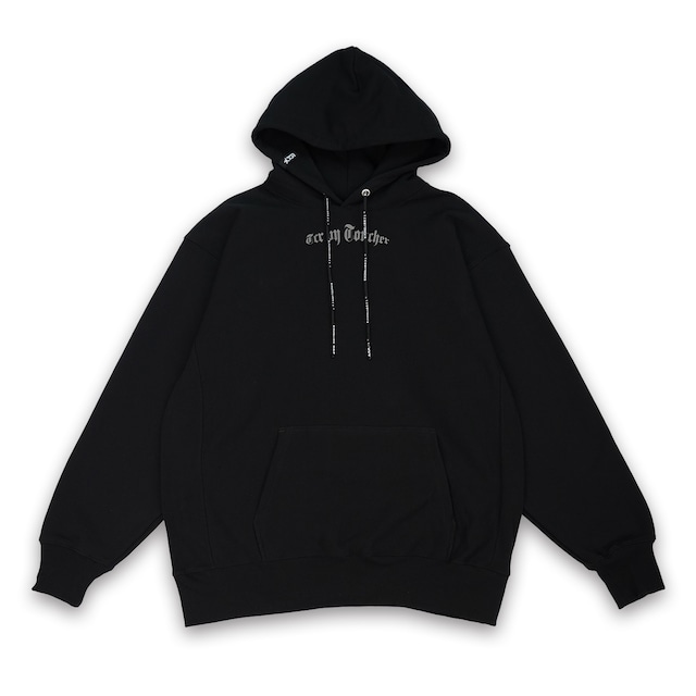 T.C.R REFLECTION LOGO HEAVYWEIGHT HOODIE - BLACK