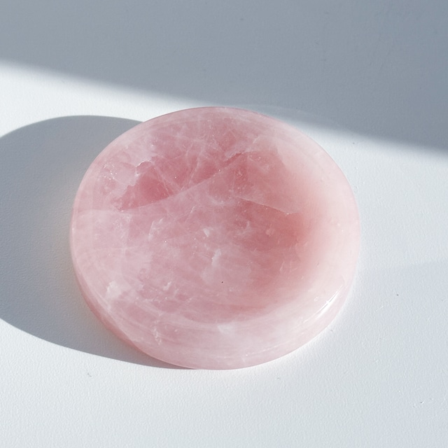 ローズクォーツ丸型のうつわ 02◇Rose Quartz◇天然石・鉱物・パワーストーン