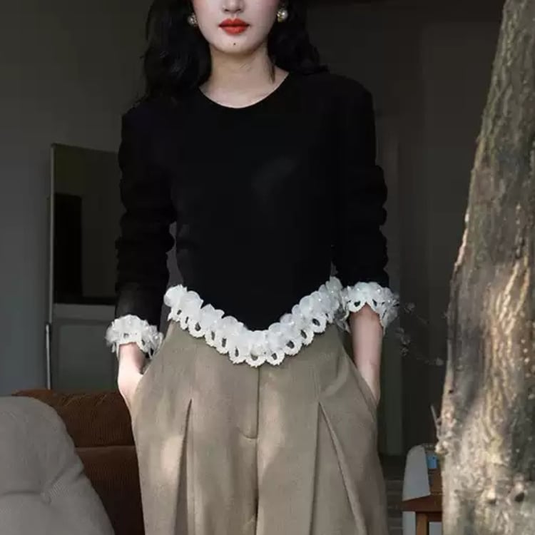 Lace flower decoration tops 00135