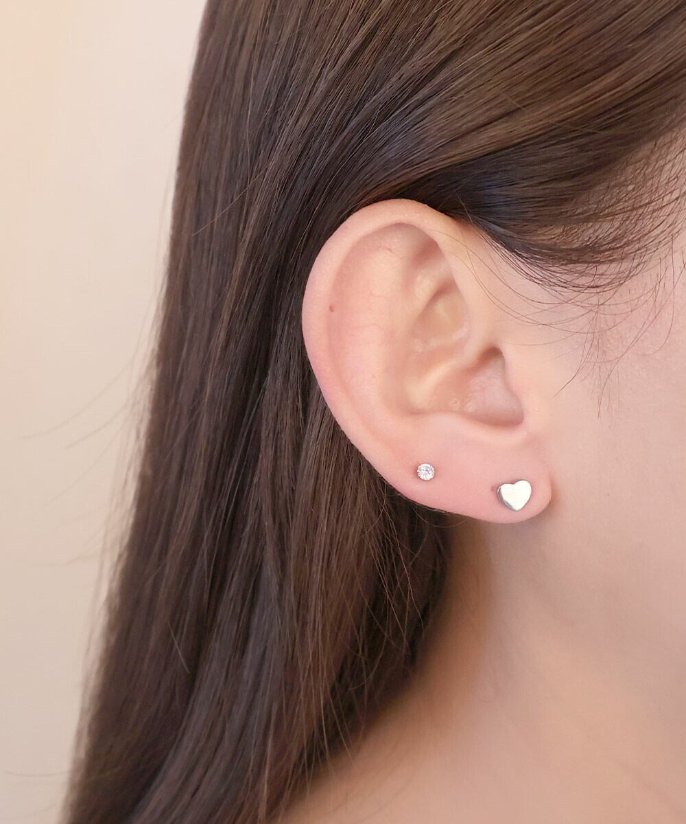 【SELECT】サージカルステンレス 316L キュービック ジルコニア ハート ピアスセット  金属アレルギー対応