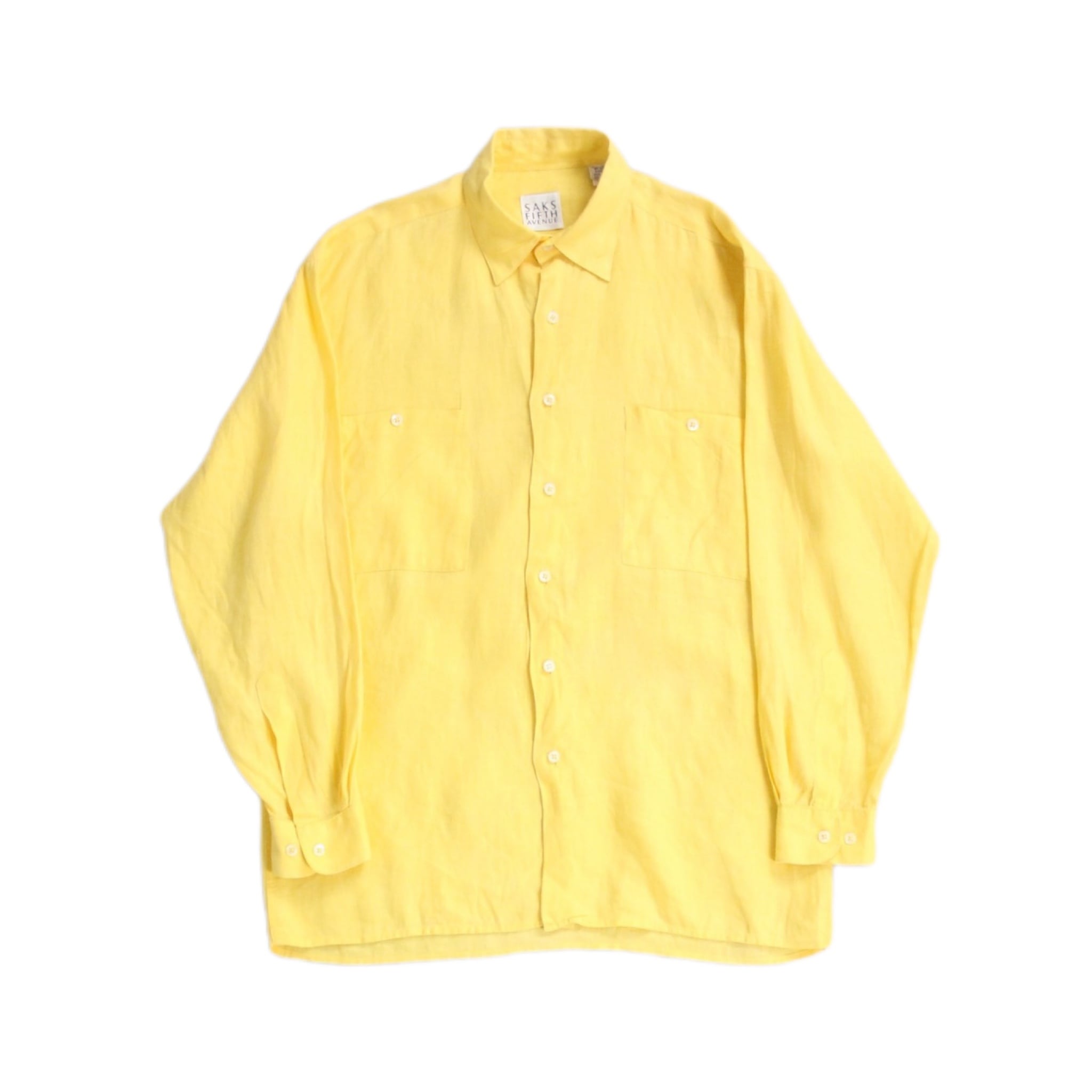 SAKS FIFTH AVENUE レモンイエローリネン オーバーサイズ シャツ 【OT