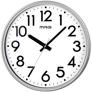 【新着特価】MAG(マグ) 掛け時計 壁掛け時計 オフィス 事務所 工場 倉庫 大型 大きい 直径50.0㎝ 防災 安全 プラスチック 軽量 アナログ 静音 連続秒針 電波時計じゃない シルバー メガタイム W-799A SM-Z ノア精密