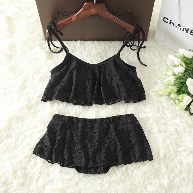 フリルレースビキニ 水着 流行り 水着流行 19 通販 レースビキニ 黒 レース水着 通販 黒 フリルビキニ 白 黒 韓国 スカート水着 体型カバー水着 可愛い 黒 レース ビキニ 白 レース ビキニ 可愛い水着 男ウケ P0009 Perfectsky