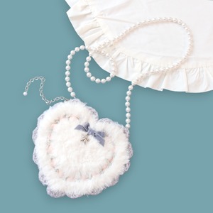 knit heart smart-phone pochette(white)