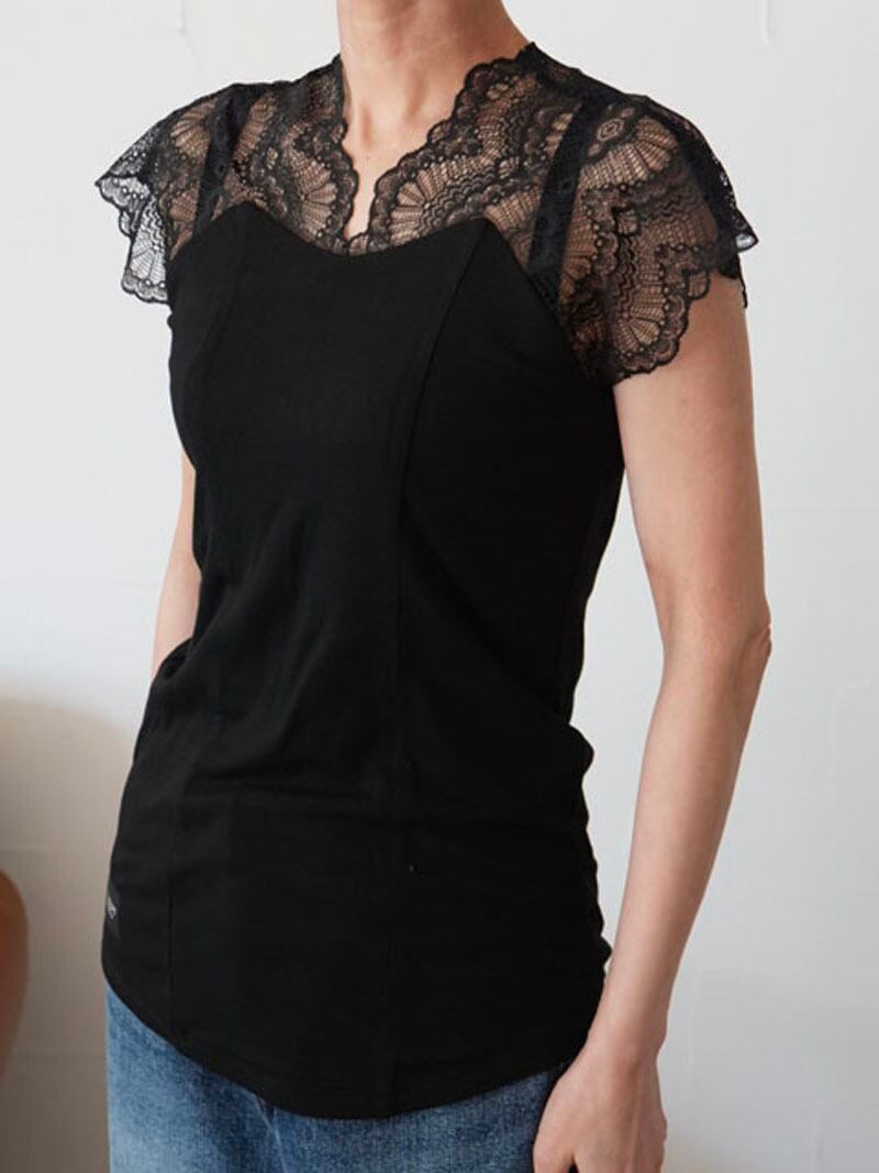 227. ayane /アヤン ショルダーレースタンク 875832 (black/white)