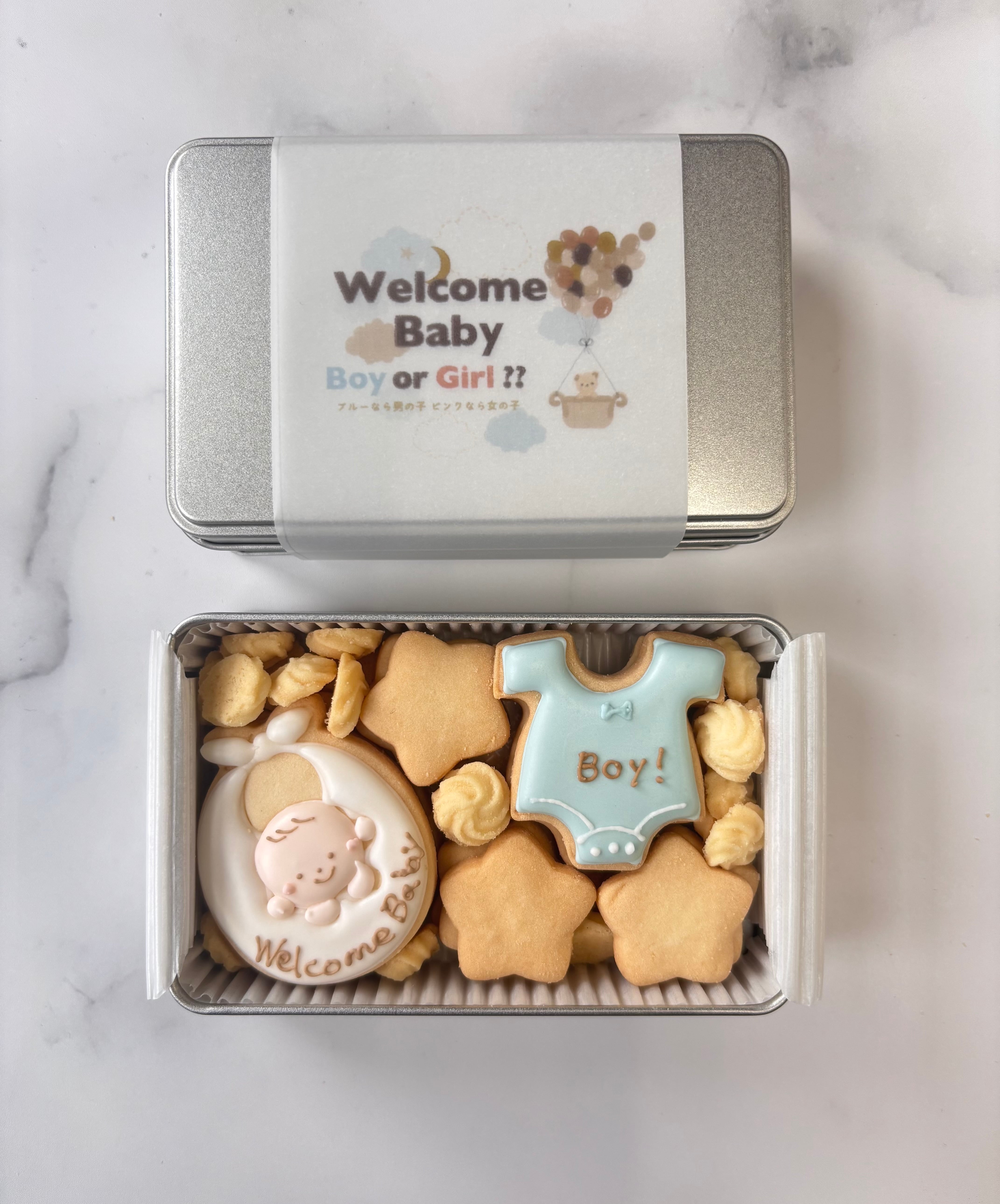 ジェンダーリビールクッキー缶☆男の子 | nana2001