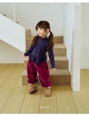 ハンス / Hans / ボーダーフリルタートルネックT / 韓国子供服 / キッズ / 26winter〖取寄〗*XXS~JS*