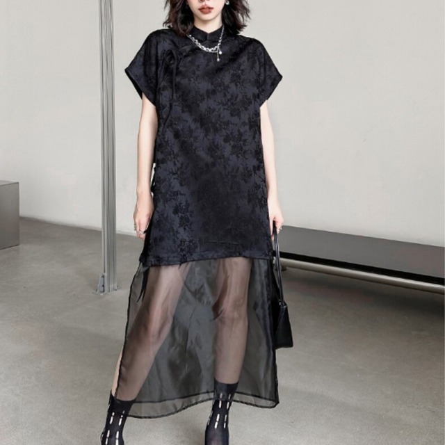 Elegant black Chinese dress style (ME350)