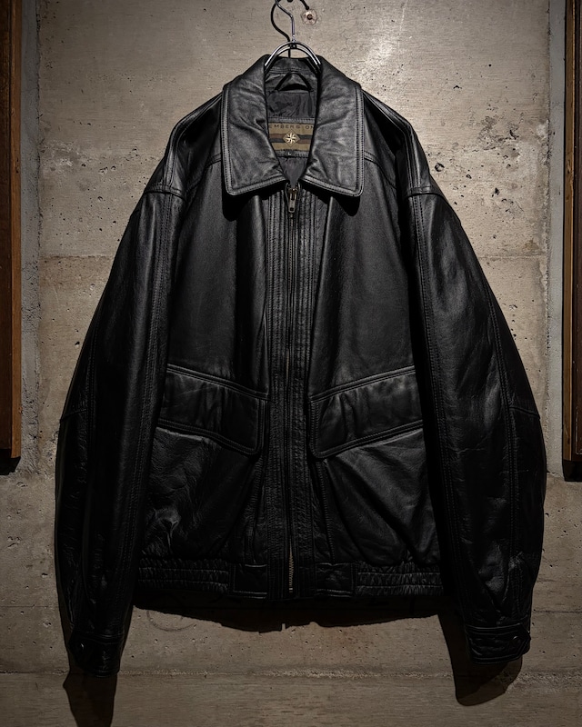 【Caka】“Members Only” Flight Type Vintage Zip Up Leather Jacket