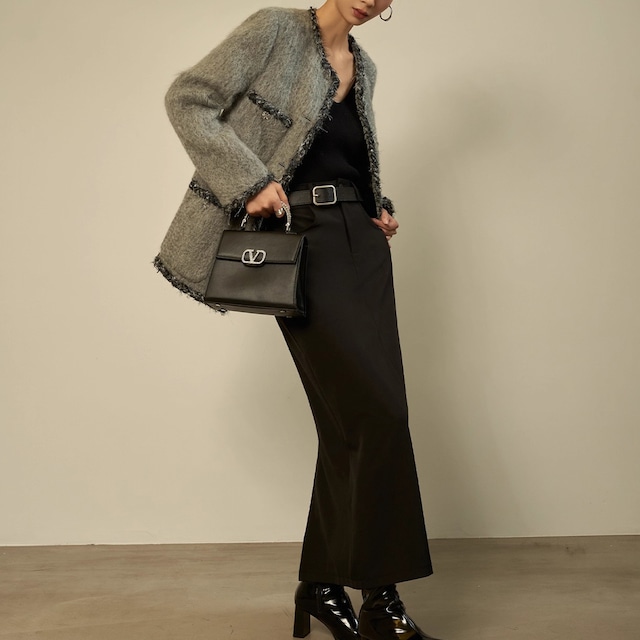 collarless grey jacket 10880