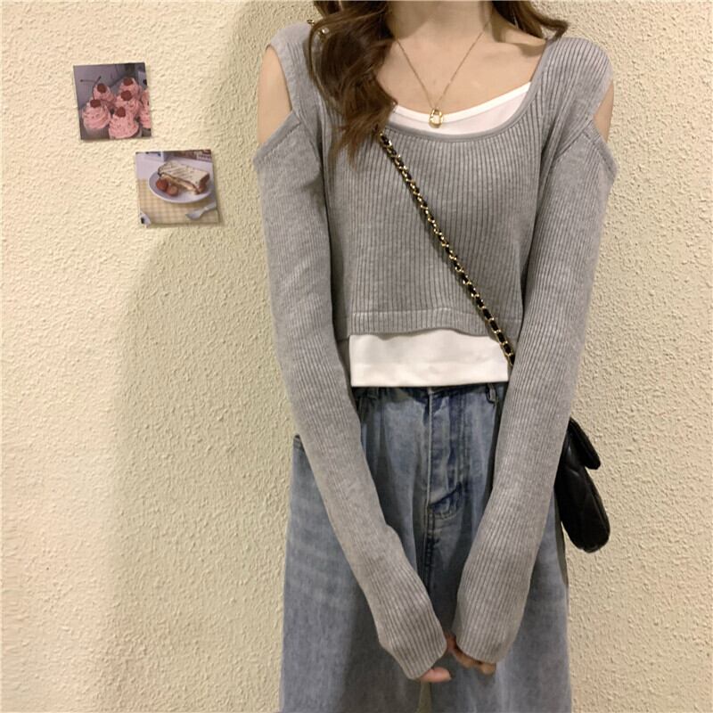 ショートニットTシャツ シャツ スプリングトップス ロング 春物 1号婦人8442199340