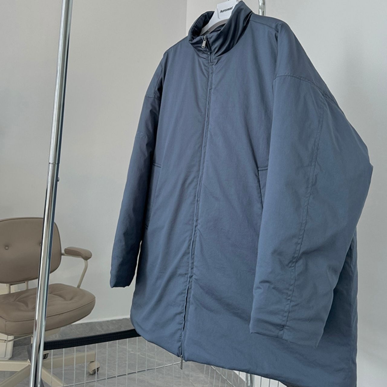 ネイビーブルービッグキルトジャケットコート　1108