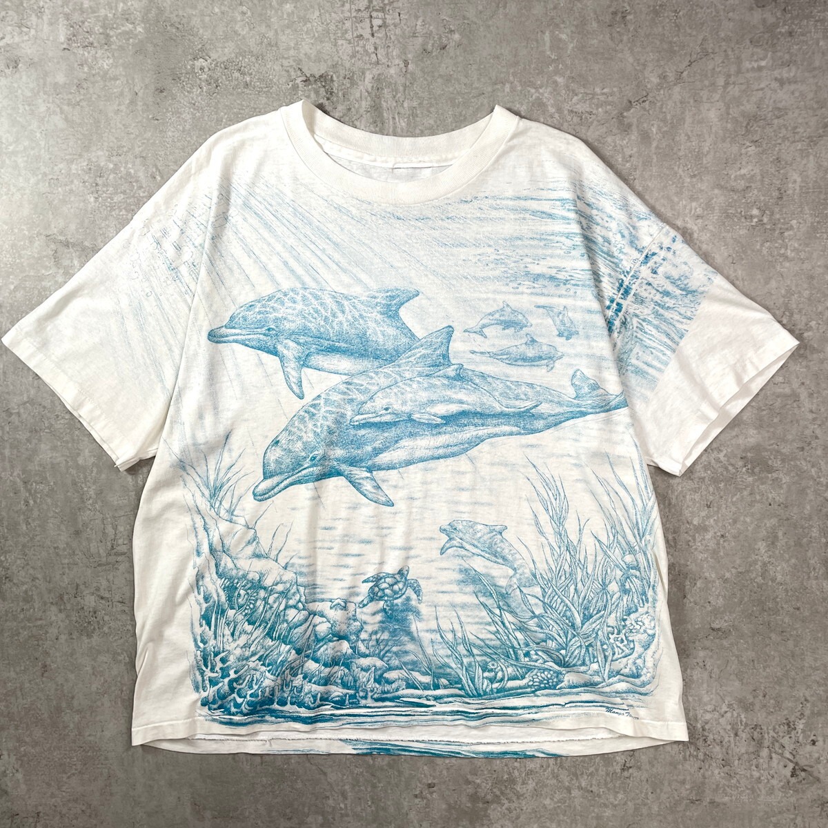 90年代 イルカ アニマル オールオーバープリントプリント Tシャツ 