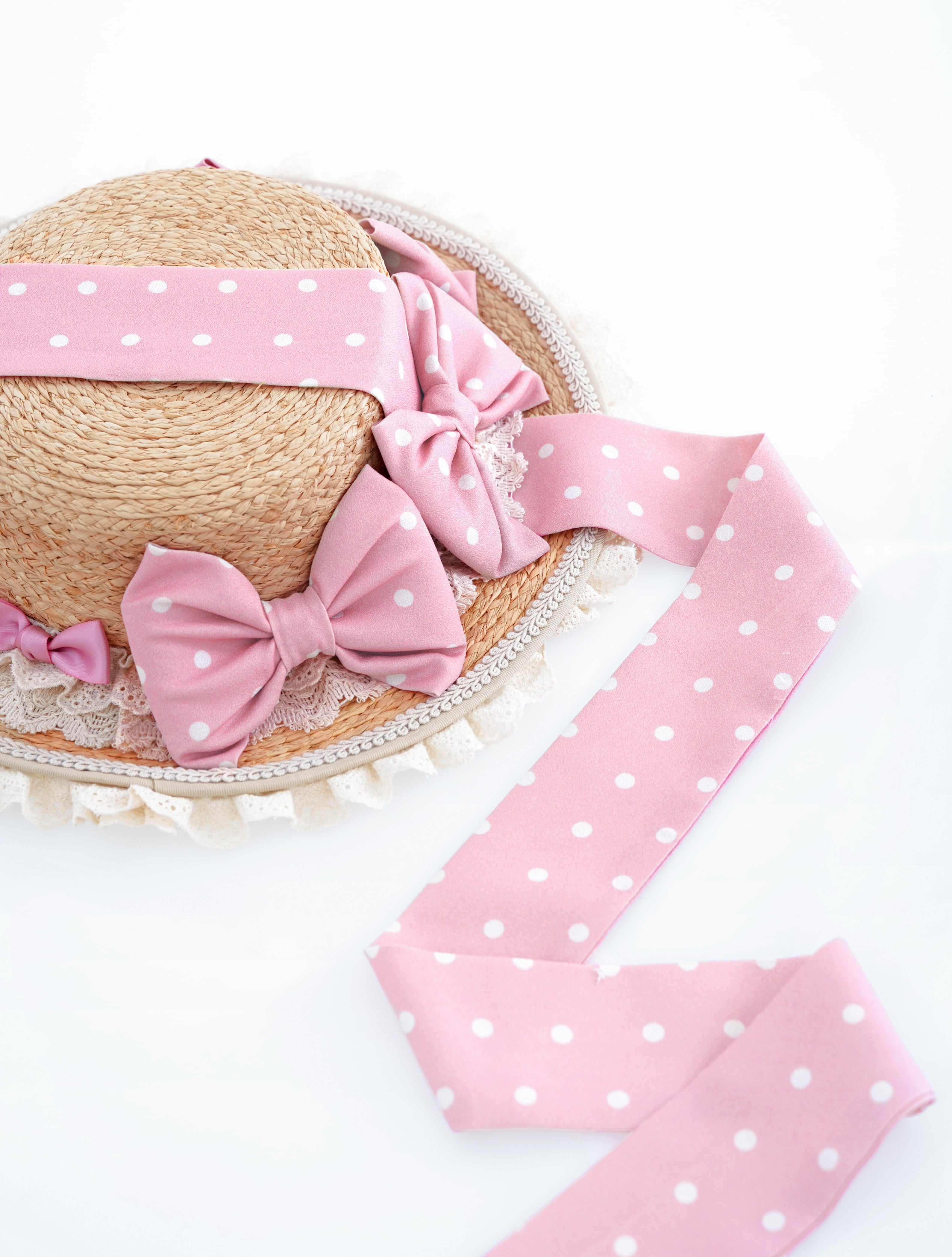 TEDDY STRAWBERRY LABEL ドットリボンストローハット【コラボ商品
