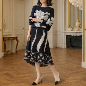 花柄セーター ツーピース セットアップ　G1207