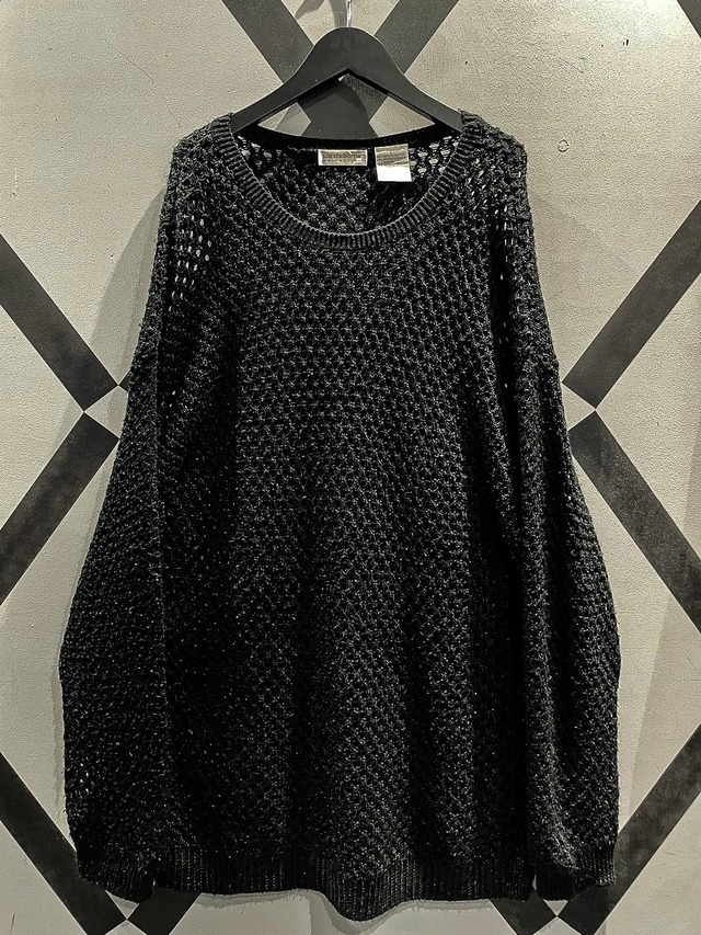 【X VINTAGE】Black Color Vintage Loose Mesh Pullover