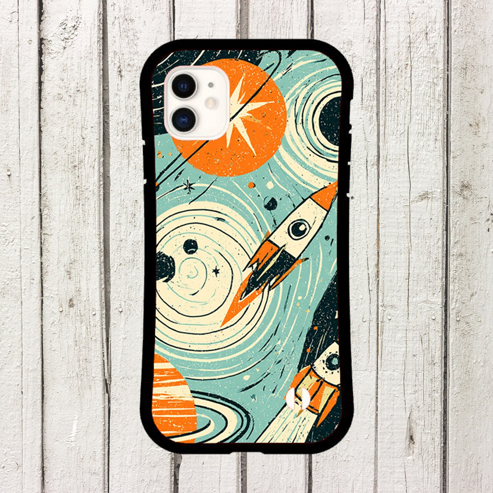 受注生産 iPhoneケース 太陽と惑星のレトロ宇宙｜スペースエイジ