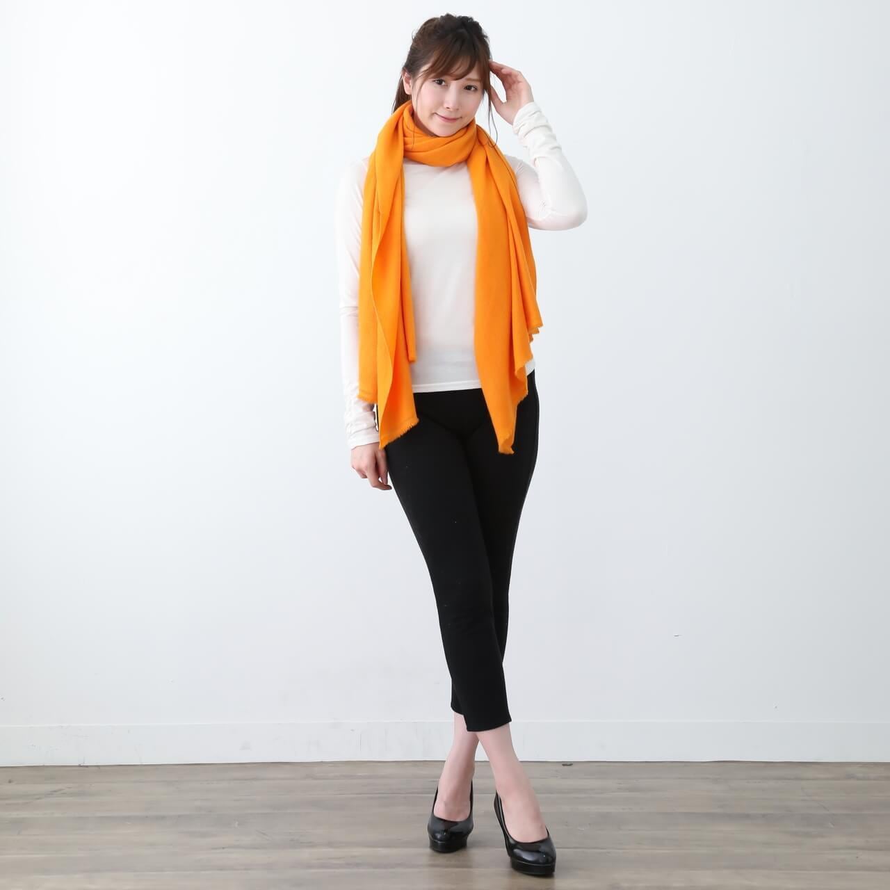 カシミヤ100%ストール オレンジ | ヒマラヤンギフト