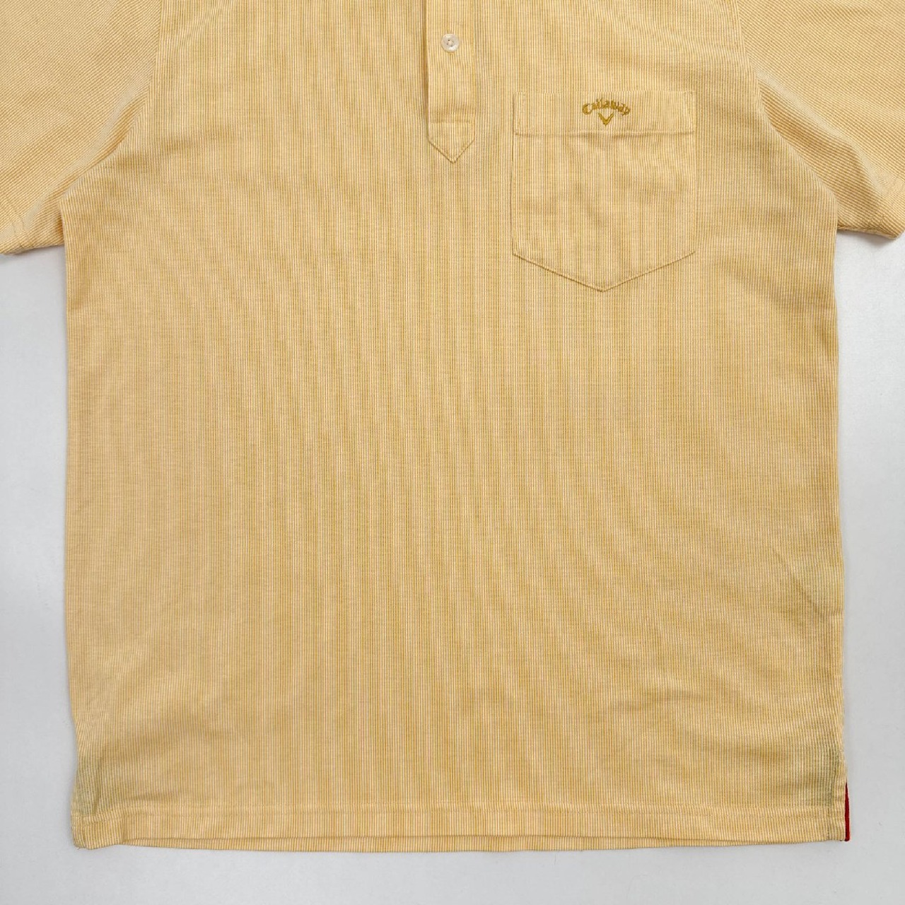 ゴルフ◆Callaway キャロウェイ DRYSPORT ストライプ ボタンダウン BD 半袖 ポロシャツ サイズ M /イエロー/メンズ/スポーツ