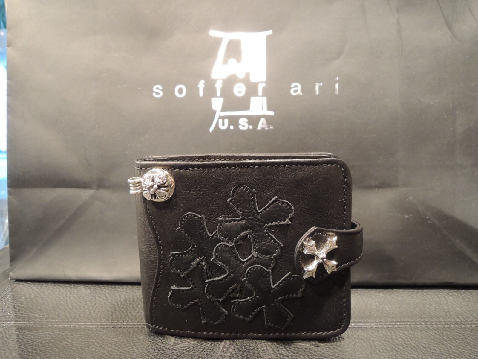 SofferAri / ソファーアリsamw　S.A. WALLET WITH N.C. BADGE CLACK WALLET CHAIN  JUNCTION  BLACK / BROWN / CAMO LEATHER   FirstOrderJewelry  ファーストオーダージュエリー代官山