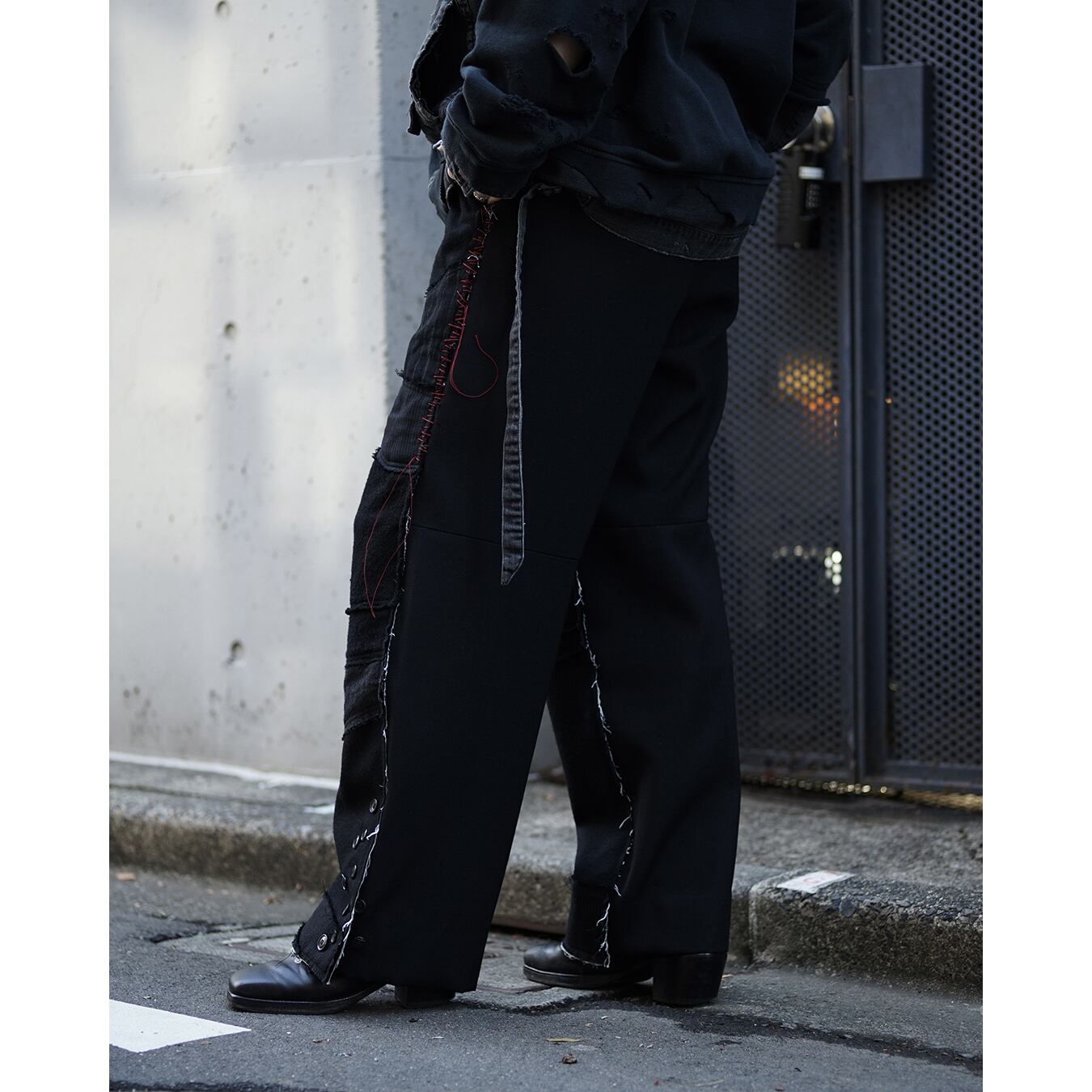 DUELLUM] (デュエラム) DUE-VⅢ-083-TRS PATCHED WIDE PANTS (BLACK