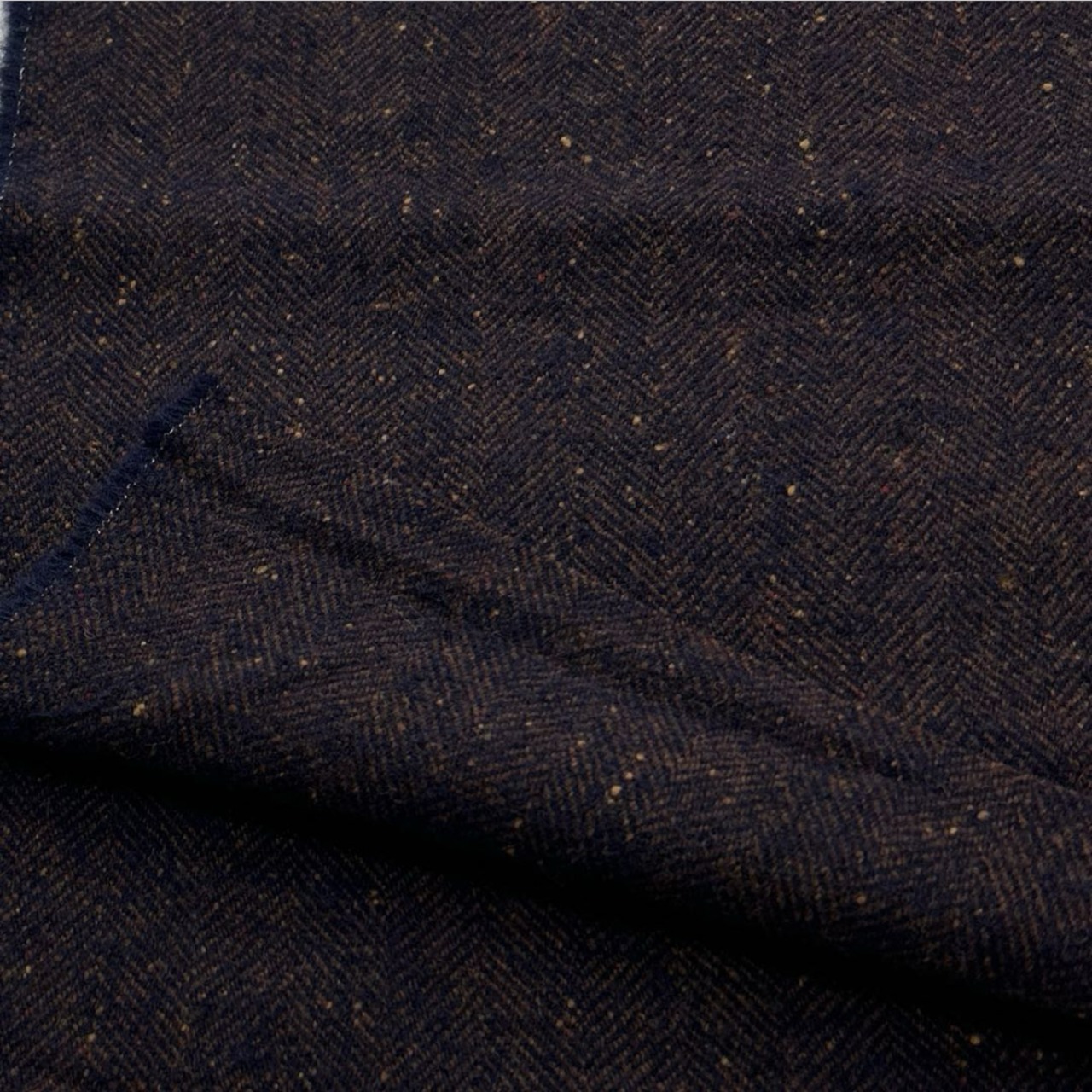 ★NY604◆3.2m◆イタリア製◆ウール100%ネップヘリンボーン生地◆ネイビー×ブラウン系