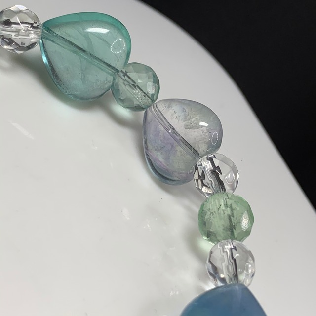 フローライトハートデザインブレスレット