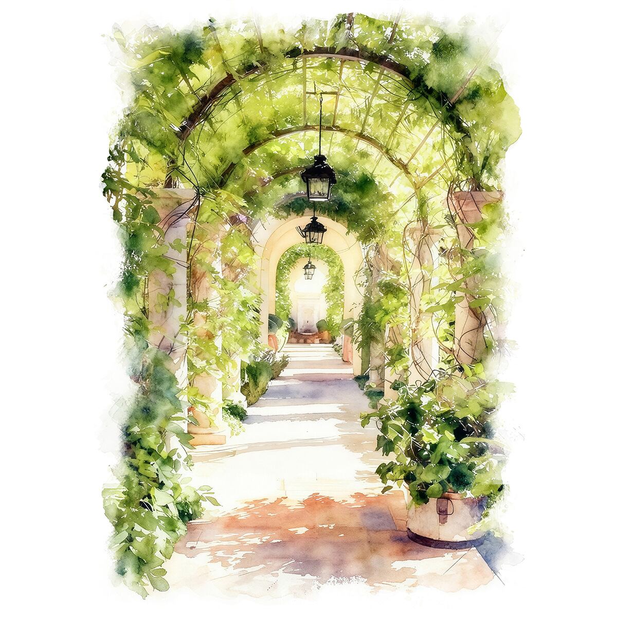 絵画 風景画(街並み) アメリカ ペンシルバニア州 ロングウッド庭園 インテリアアート額付き 水彩画・油絵風 WAT1009